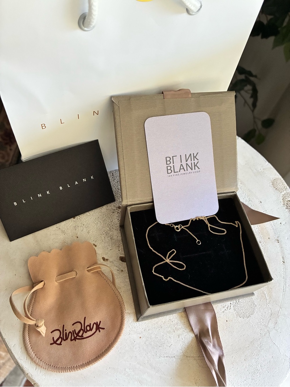 Blink Blank Solid 14k Gold Curb Necklace Set